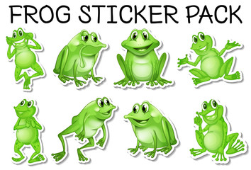 Obraz premium Sticker set of green frogs