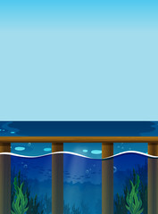 Scene with ocean and underwater