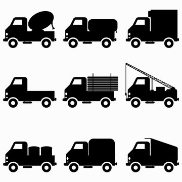 black icons collection trucks
