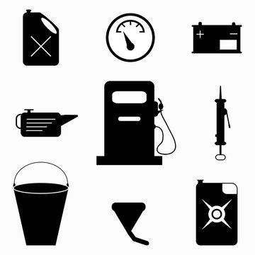 monochrome car accessories collection of icons