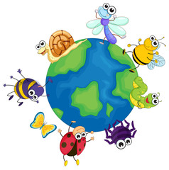 Naklejka premium Different bugs around the world
