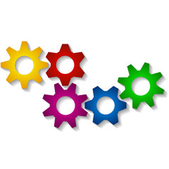 cogwheel infographics, isolated cogwheels