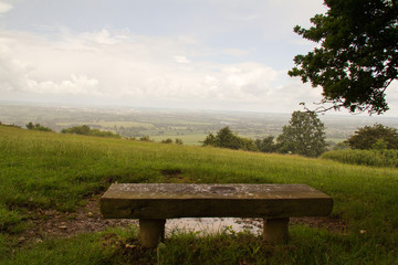 Bench with view over the Chilterns in Buckinghamshire