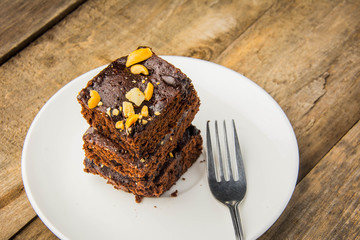 chocolate nut brownie cake decorated