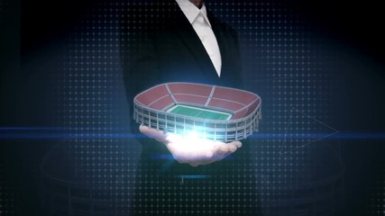 Businesswoman open palms, Olympic games, competition,field.stadium 1