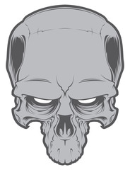 Human cartoon evil skull  isolated on white background