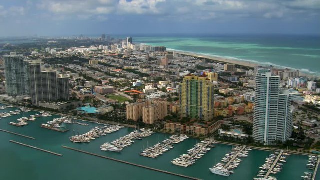 Marinas along waterfront of Miami