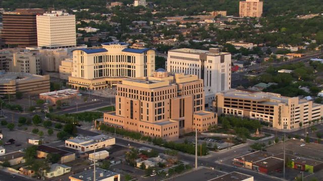 Orbiting Pete V. Domenici United States Courthouse in Albuquerque. Shot in 2008.