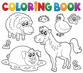 Naklejka premium Coloring book with farm animals 4