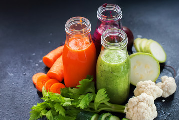 Fresh Juice Smoothie Color Vegetables Bottles