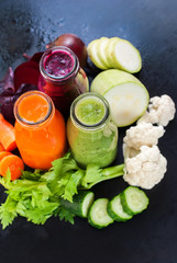 Fresh Juice Smoothie Color Vegetables Bottles
