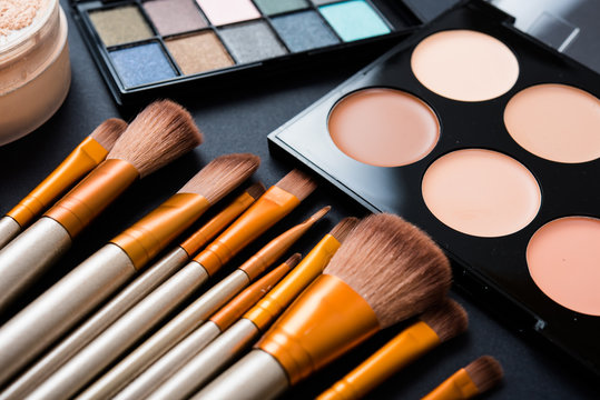 Professional makeup brushes and tools, make-up products set