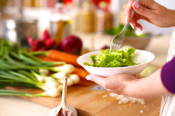 Fresh vegetables on a clean wooden table