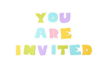 You‘re invited text on white background - isolated
