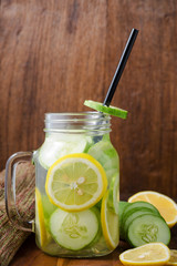 Detox water with lemon, cucumber