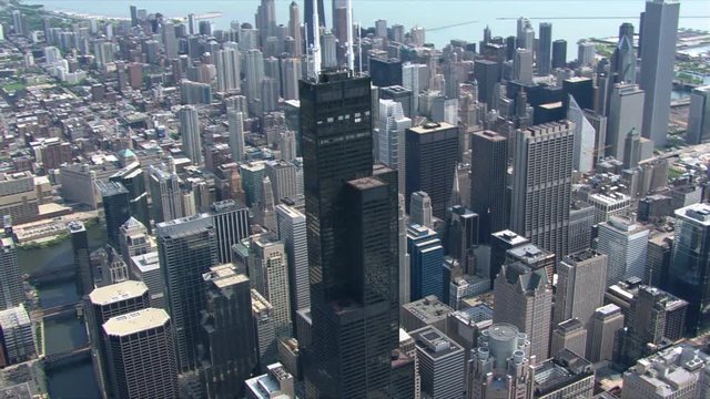 Flying by Sears Tower in Chicago. Shot in 2003.