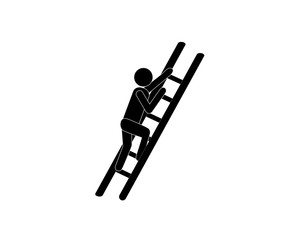 Man climbs up the stairs