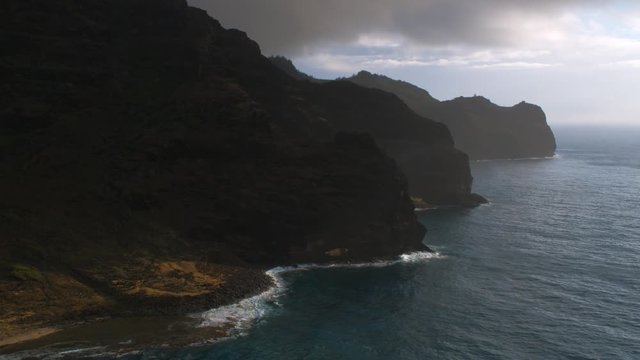 Flying past rugged Hawaiian coastline. Shot in 2010.
