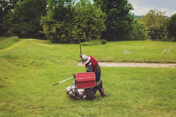Medieval tournament between two knights