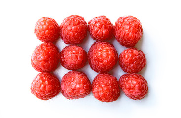 closeup of a bunch of red raspberries