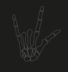 hand skeleton outline rock