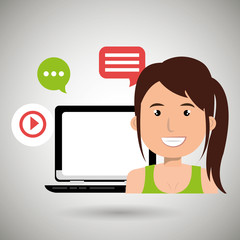 social networking user laptop isolated icon design, vector illustration  graphic 