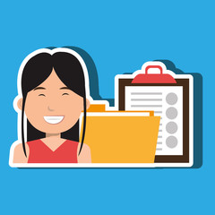 woman with folder and clipboard isolated icon design, vector illustration  graphic 