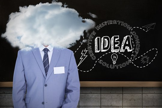 Composite image of businessman with badge