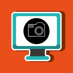 monitor pc with social marketing isolated icon design, vector illustration  graphic 