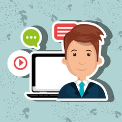 social networking user laptop isolated icon design, vector illustration  graphic 