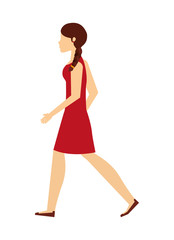 young woman walking isolated icon design