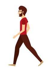 Fototapeta na wymiar young man walking isolated icon design