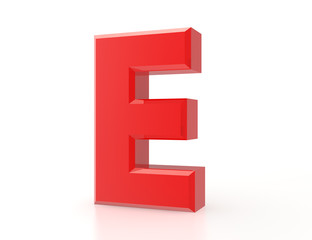 the red letter E on white background 3d rendering
