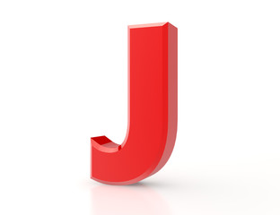 the red letter J on white background 3d rendering