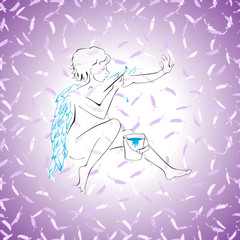 A person paints his wings