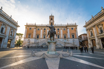 Fototapeta na wymiar Rome, the capital of Italy. In this picture: Piazza Campidoglio