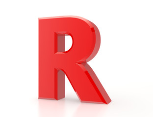 the red letter R on white background 3d rendering