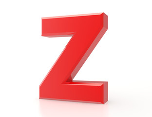 the red letter Z on white background 3d rendering