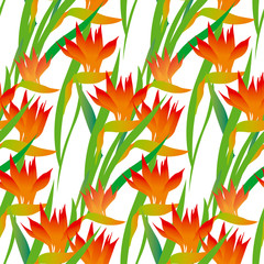 tropical exotic flower seamless pattern. strelitzia vector illus