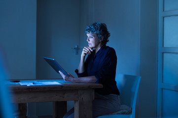 Businesswoman working late