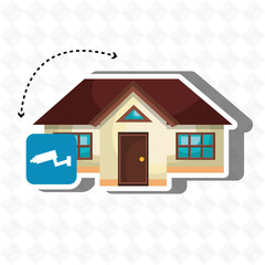 smart home with camera cctv isolated icon design, vector illustration  graphic 