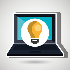 laptop computer with bulb isolated icon design, vector illustration  graphic 