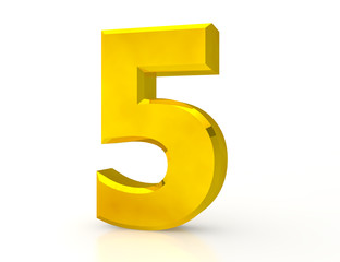 Fototapeta premium 3d Gold number 5 on white background