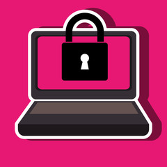 laptop computer with padlock isolated icon design, vector illustration  graphic 
