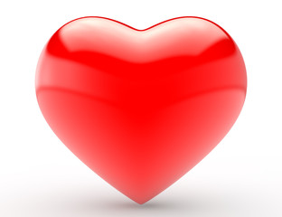 Big Red Heart On White Background 3d rendering