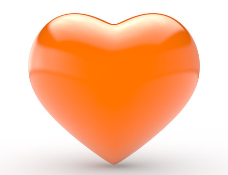 Big Orange Heart On White Background 3d rendering