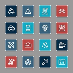 Travel web icons set