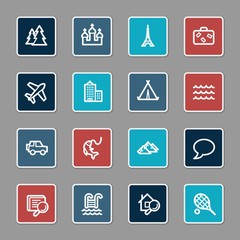 Travel web icons set
