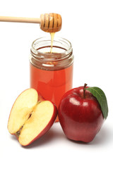 Apple and honey, isolated