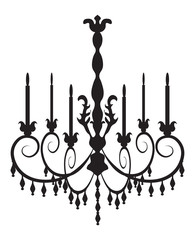 Classic chandelier on white background. Luxury decor accessory design. Vector illustration sketch